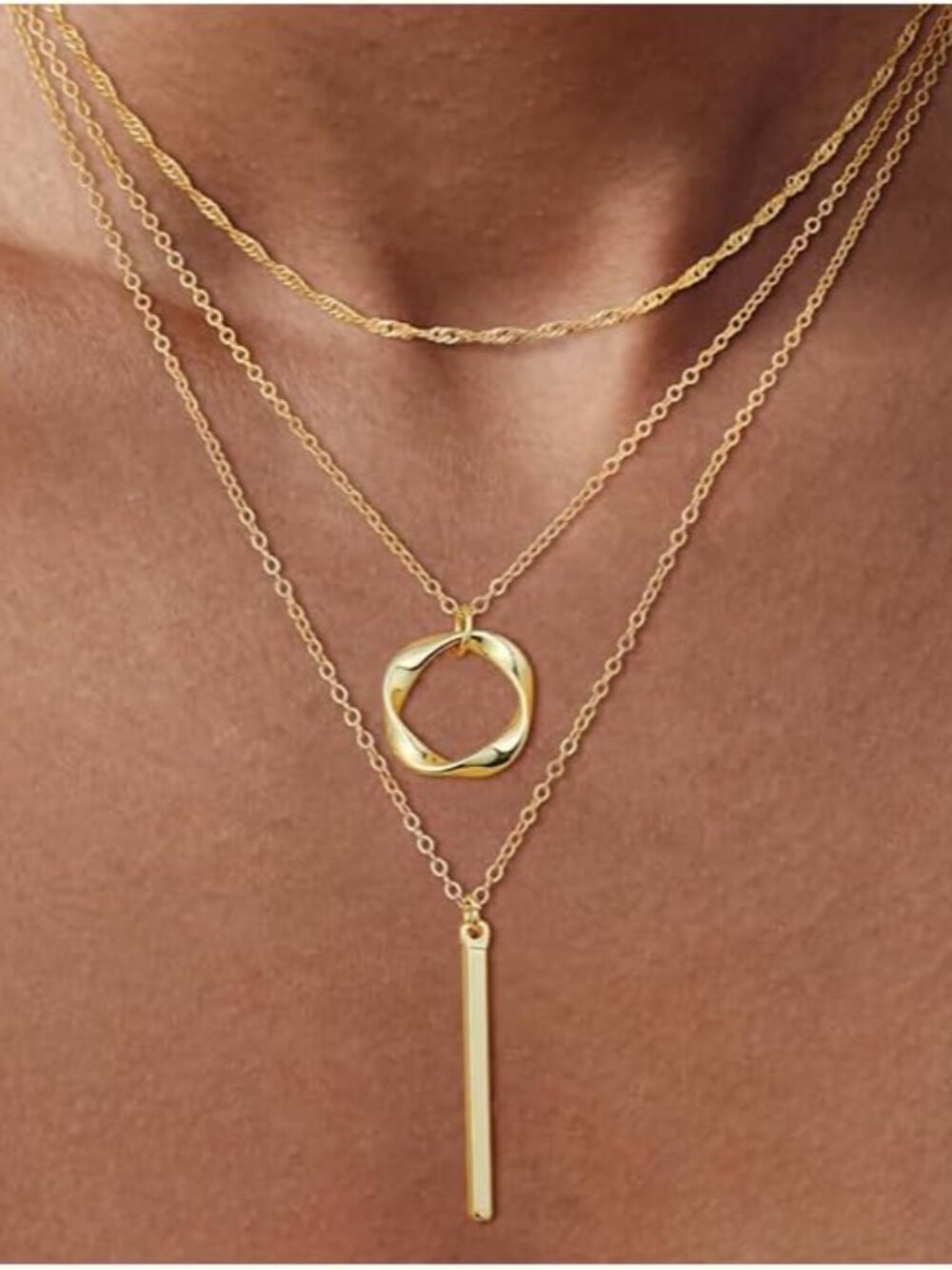 14K Gold Plated Layered Necklaces for Women Trendy, Stackable Dainty Gold Plated